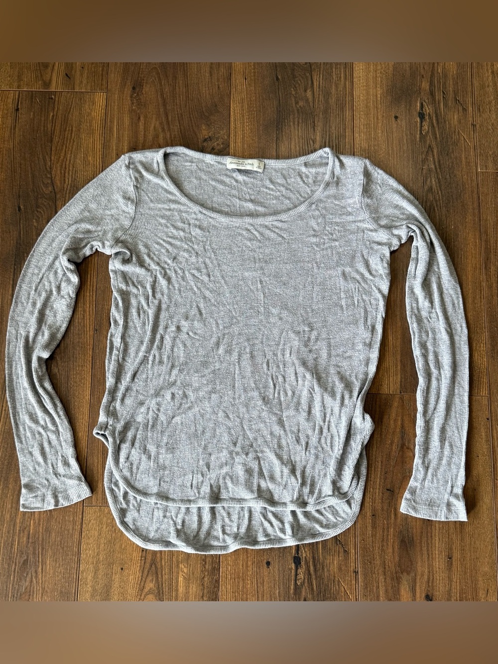 Abercrombie & Fitch Women’s Slinky Ribbed Long Sleeve Grey Size Small
